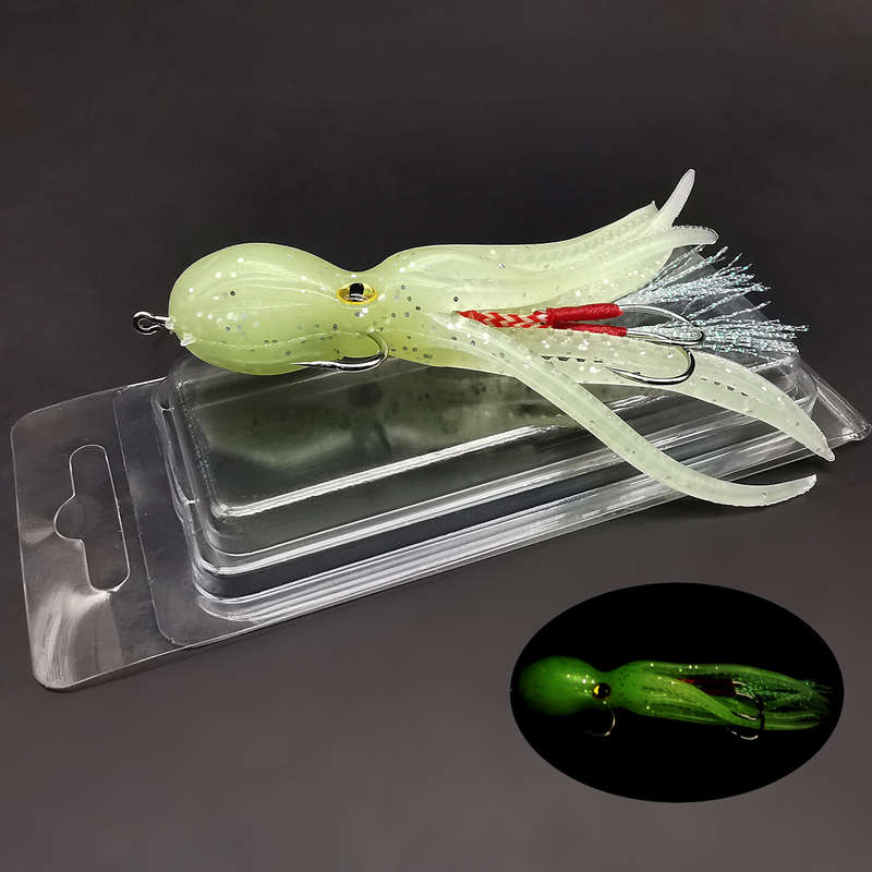 1pc Octopus-Shaped Fishing Lure with Dual Hooks Lead-Weighted Silicone Soft Bait for Trolling S