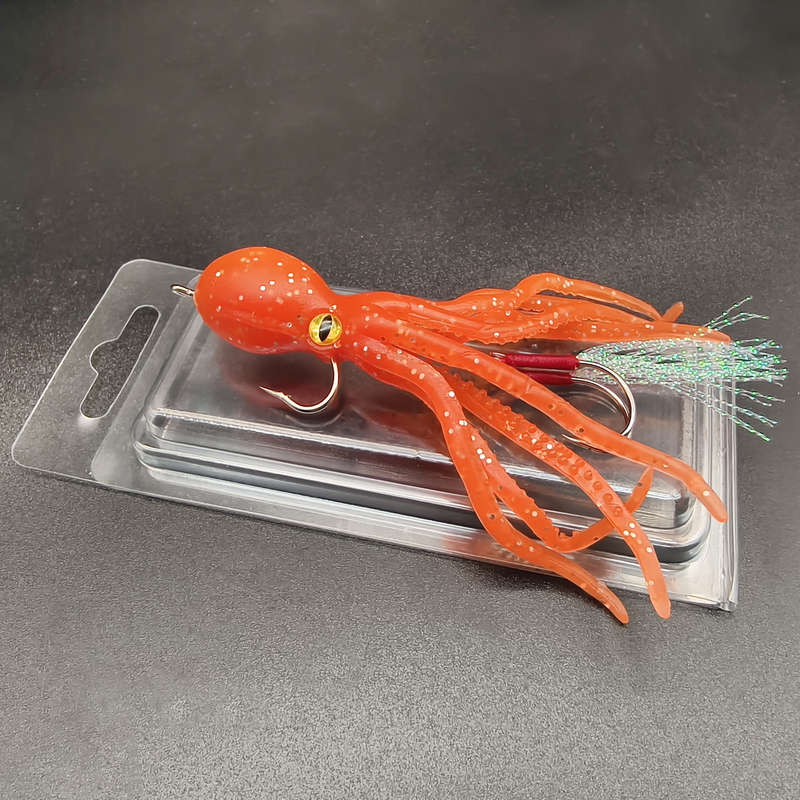 1pc Octopus-Shaped Fishing Lure with Dual Hooks Lead-Weighted Silicone Soft Bait for Trolling S