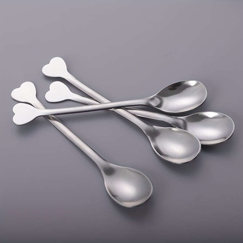 4pcs Spoons with Heart-Shaped Handles Perfect for Coffee Tea Soup and More