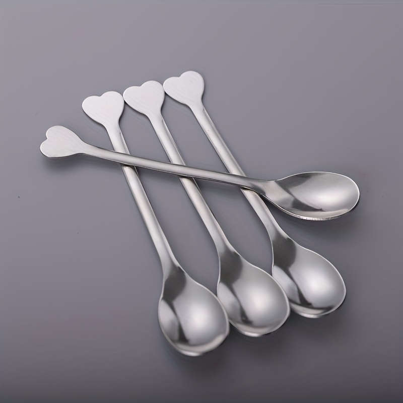 4pcs Spoons with Heart-Shaped Handles Perfect for Coffee Tea Soup and More