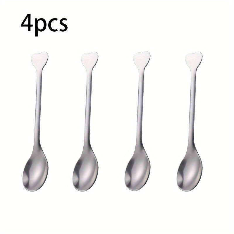 4pcs Spoons with Heart-Shaped Handles Perfect for Coffee Tea Soup and More
