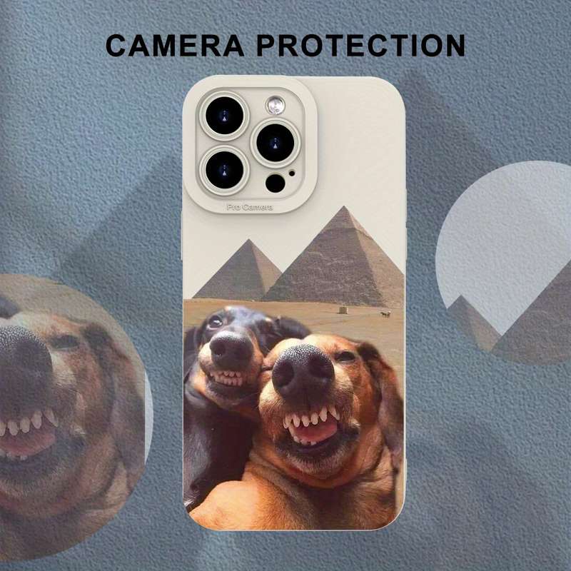 1Pc Ivory White For iPhone 7 8 SE2 SE3 Dog Selfie Phone Case