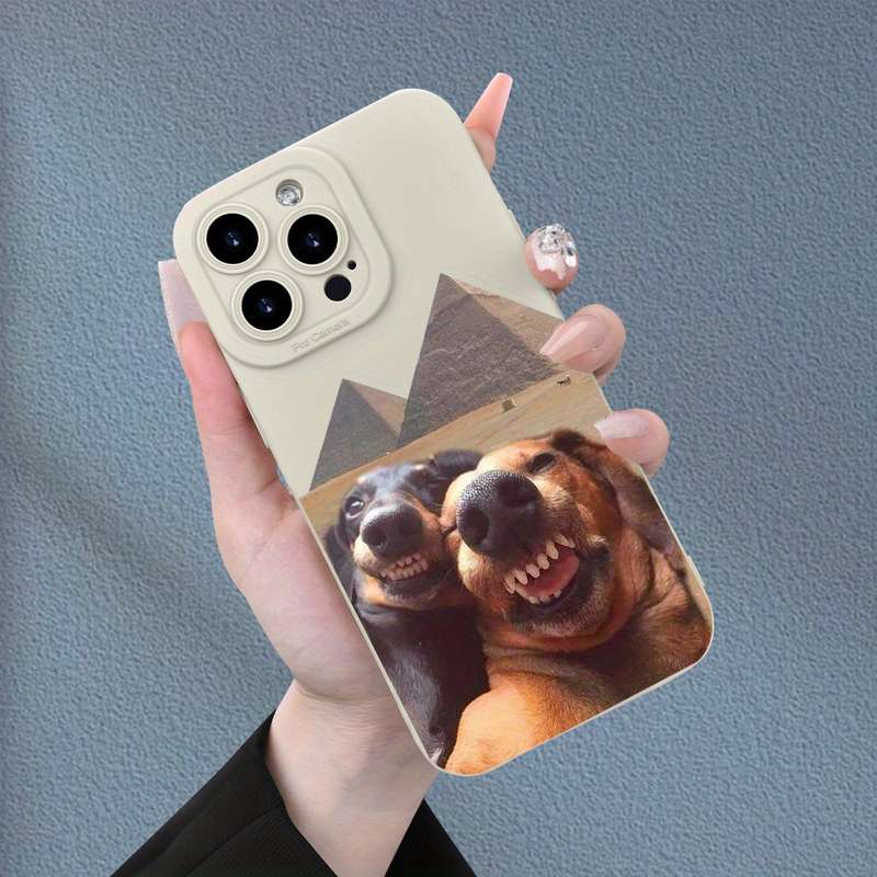 1Pc Ivory White For iPhone 7 8 SE2 SE3 Dog Selfie Phone Case