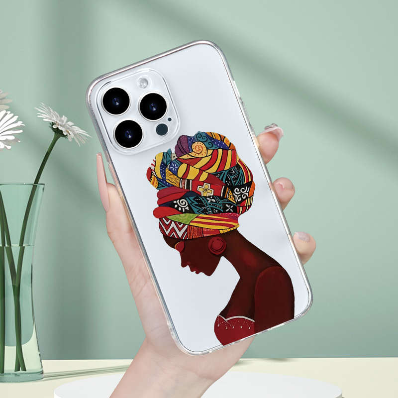 1Pc Transparent For iPhone XS Beautiful African Queen Phone Case