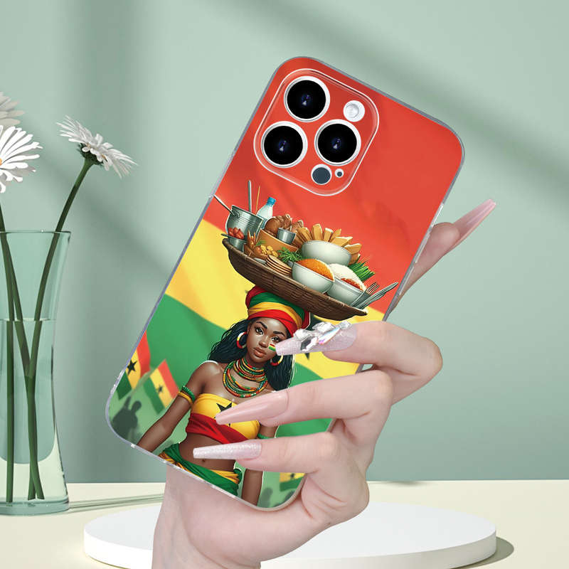 1Pc Transparent For iPhone 8 Plus Beautiful African Girl Phone Case