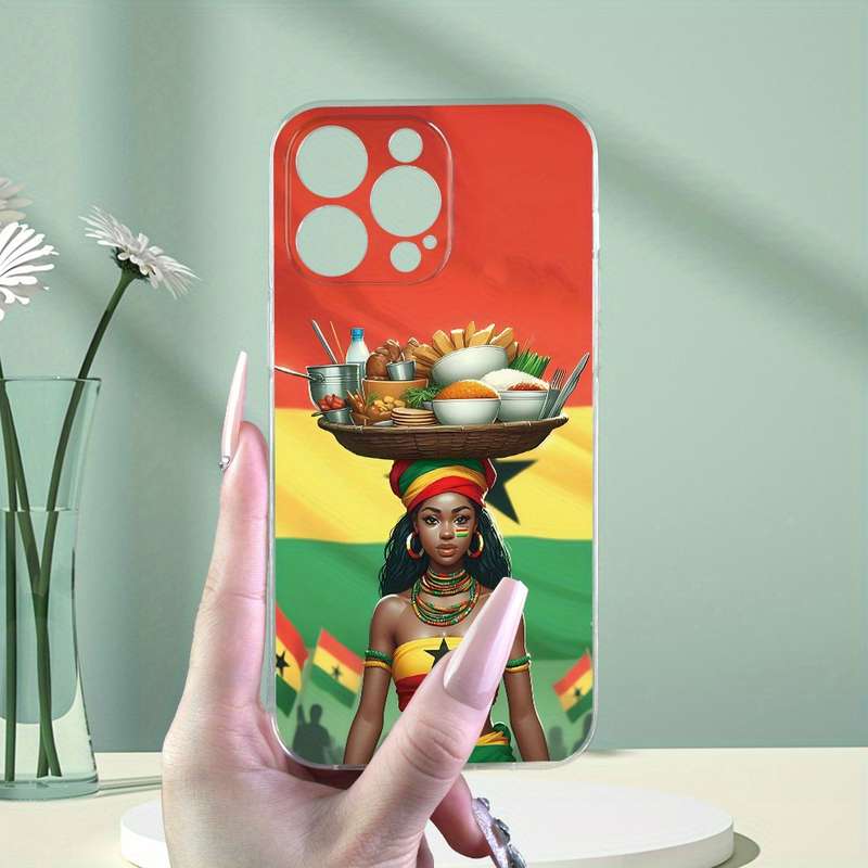 1Pc Transparent For iPhone 8 Plus Beautiful African Girl Phone Case