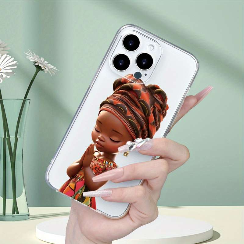 1Pc Transparent For iPhone XR African Girl Prayer Phone Case