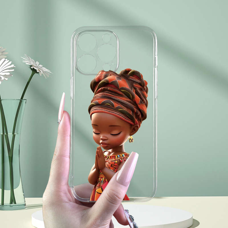 1Pc Transparent For iPhone XR African Girl Prayer Phone Case