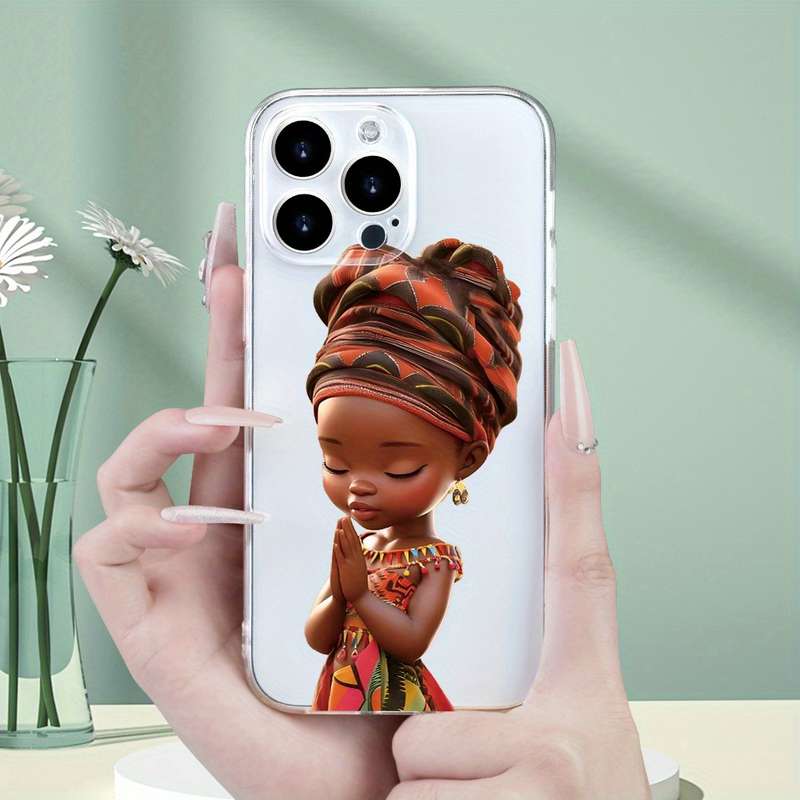 1Pc Transparent For iPhone XR African Girl Prayer Phone Case