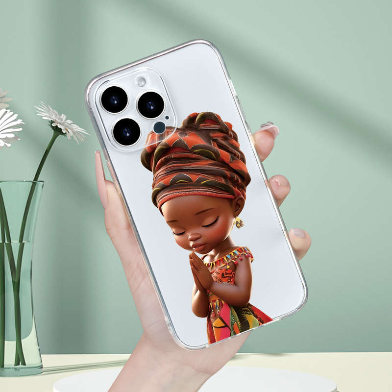 1Pc Transparent For iPhone XR African Girl Prayer Phone Case