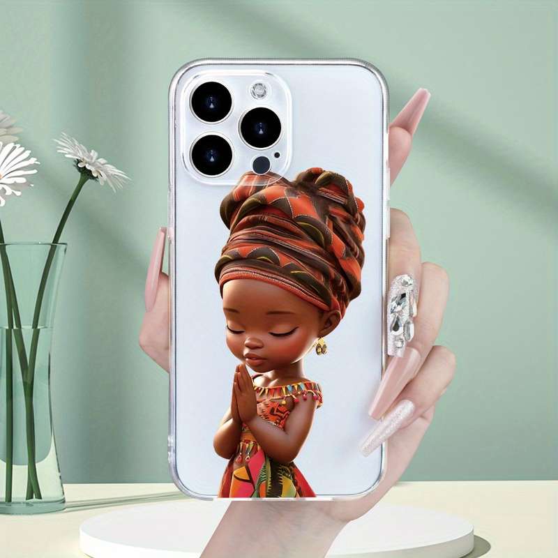 1Pc Transparent For iPhone XR African Girl Prayer Phone Case