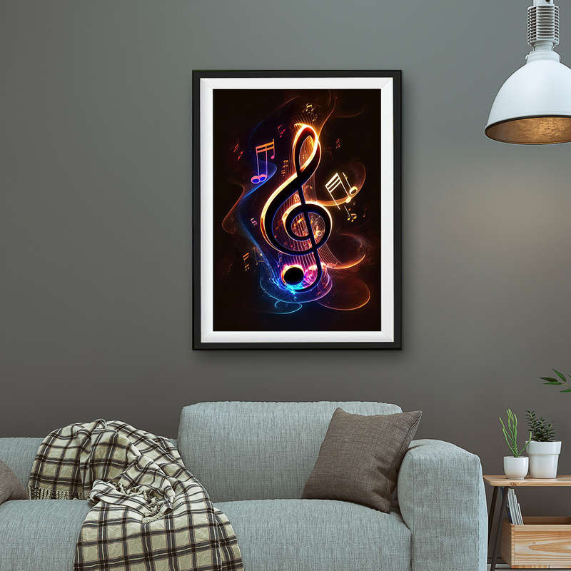 1pc  Vibrant Musical Notes Canvas Art Print Unframed Reusable Wall Decor for Home Office