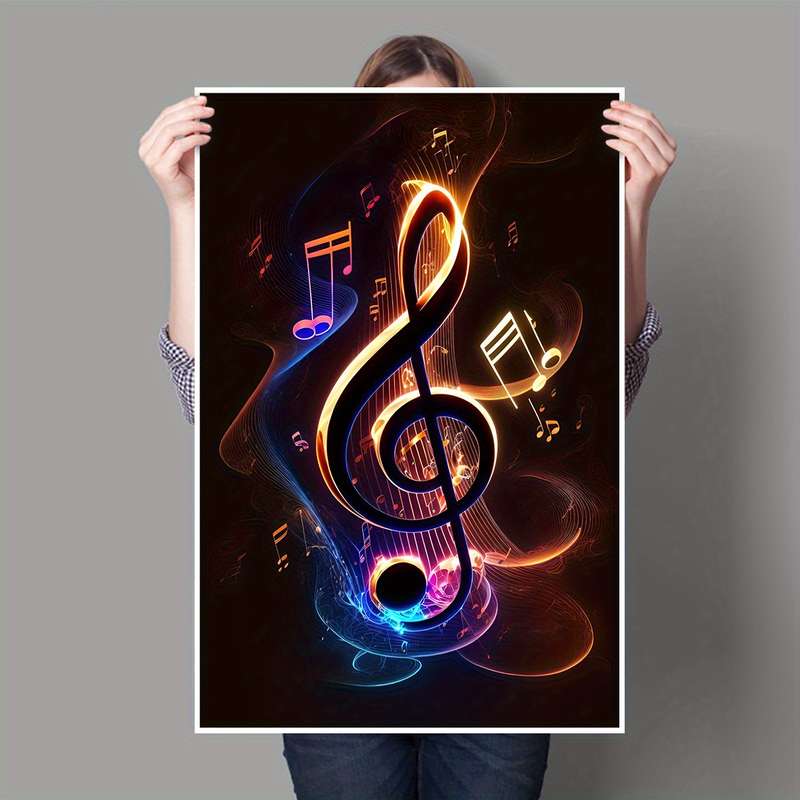 1pc  Vibrant Musical Notes Canvas Art Print Unframed Reusable Wall Decor for Home Office