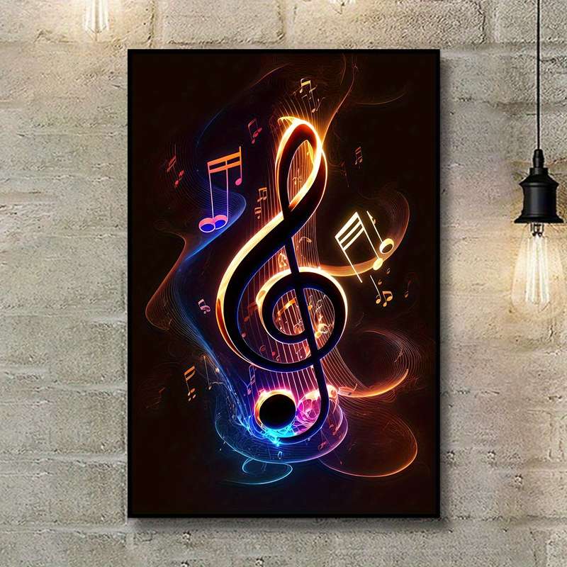 1pc  Vibrant Musical Notes Canvas Art Print Unframed Reusable Wall Decor for Home Office