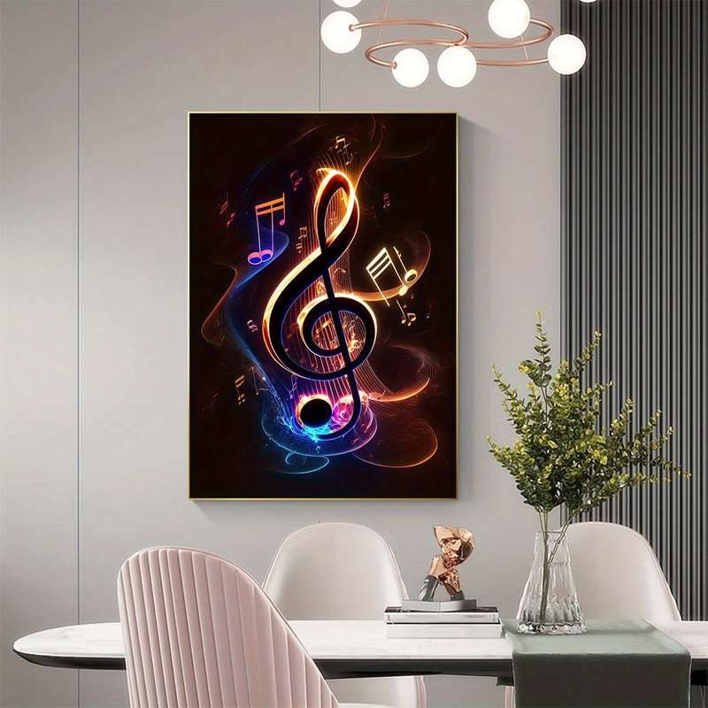 1pc  Vibrant Musical Notes Canvas Art Print Unframed Reusable Wall Decor for Home Office
