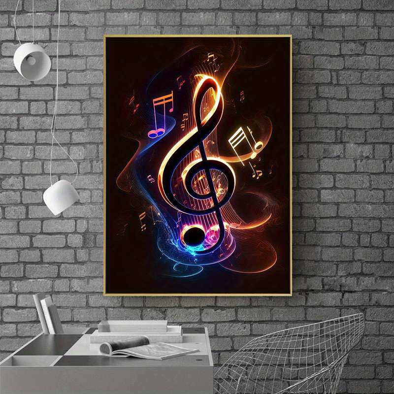 1pc  Vibrant Musical Notes Canvas Art Print Unframed Reusable Wall Decor for Home Office