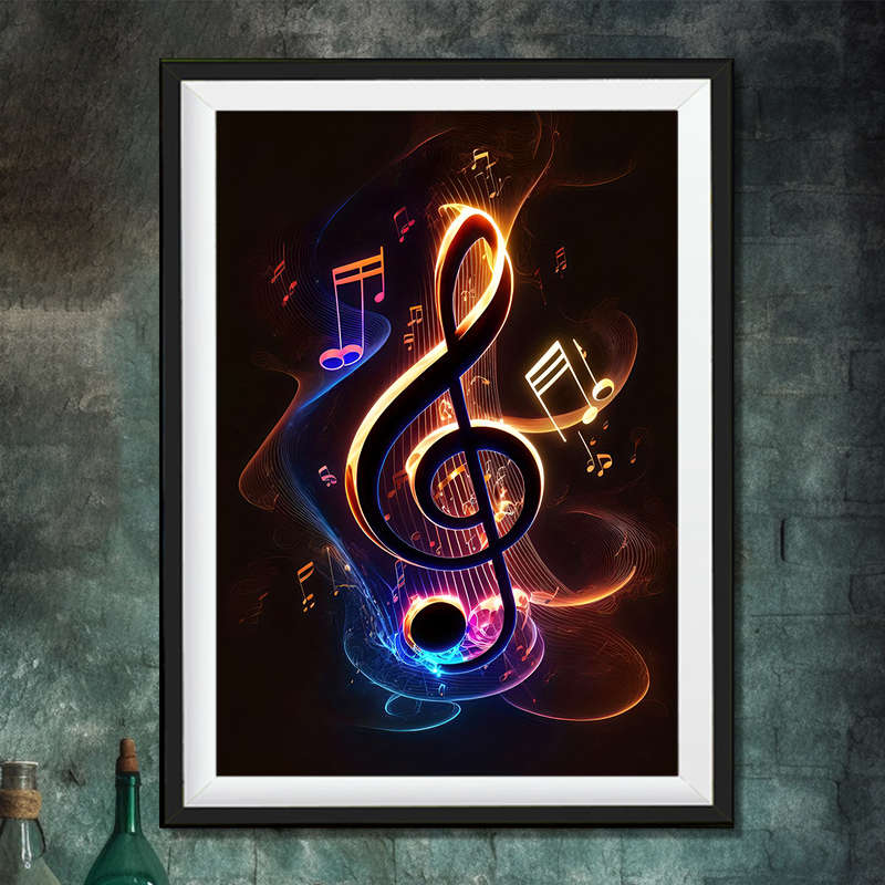 1pc  Vibrant Musical Notes Canvas Art Print Unframed Reusable Wall Decor for Home Office