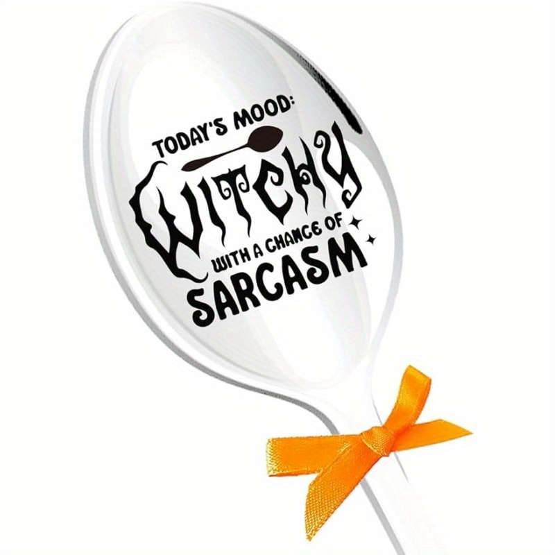 1pc Stainless Steel Spoon Today's Mood Pattern Spoon Spoon Novelty Anniversary Christmas Gift