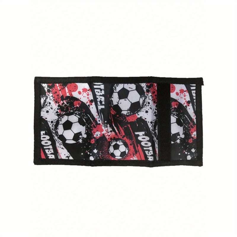 1pc Polyester Trifold Wallet for TeensLightweight Unlined with Zip Pocket Football-Themed Desi