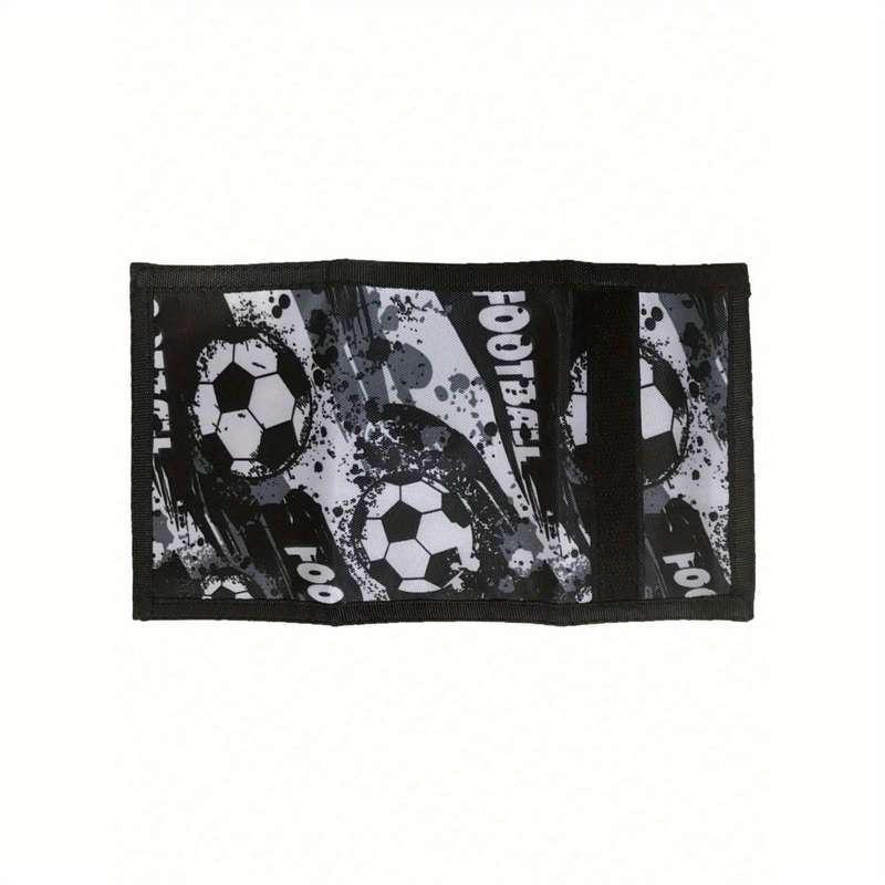 1pc Polyester Trifold Wallet for TeensLightweight Unlined with Zip Pocket Football-Themed Desi