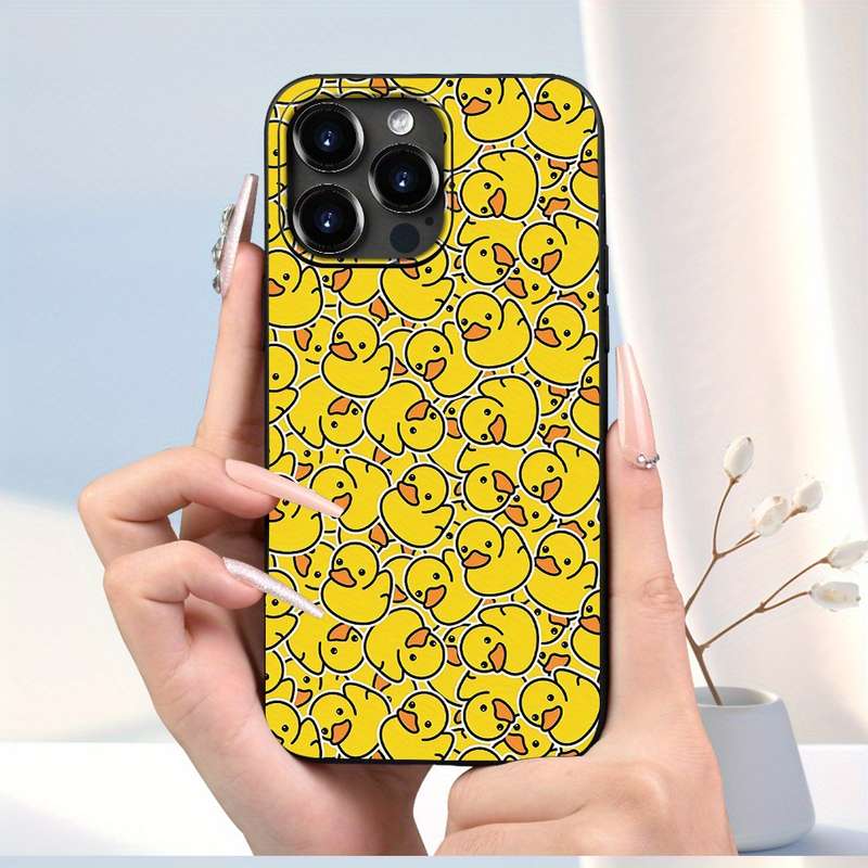 1Pc Black For iPhone SE Cartoon Little Yellow Duck Phone Case