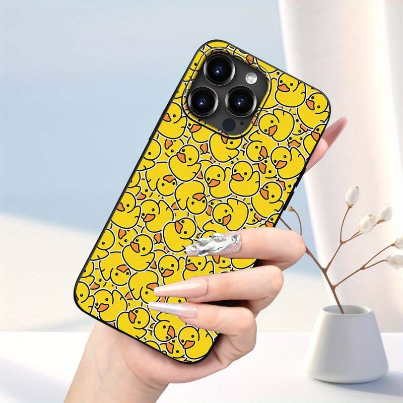 1Pc Black For iPhone SE Cartoon Little Yellow Duck Phone Case