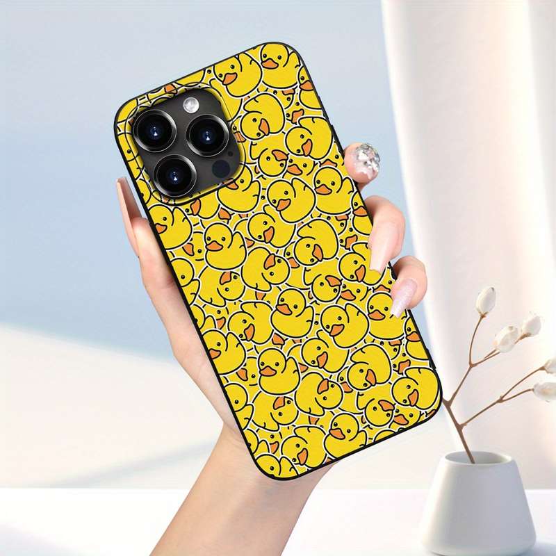 1Pc Black For iPhone SE Cartoon Little Yellow Duck Phone Case
