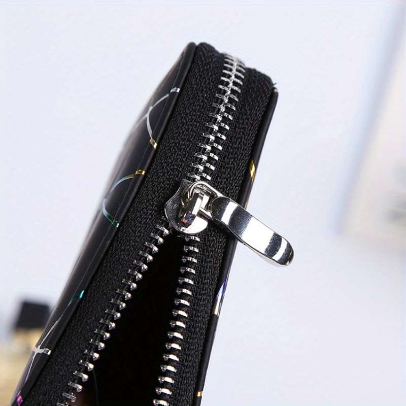 1pc Fashionable Korean-Style Women's Wallet with Colorful Diamond Pattern Long and Short Zippered