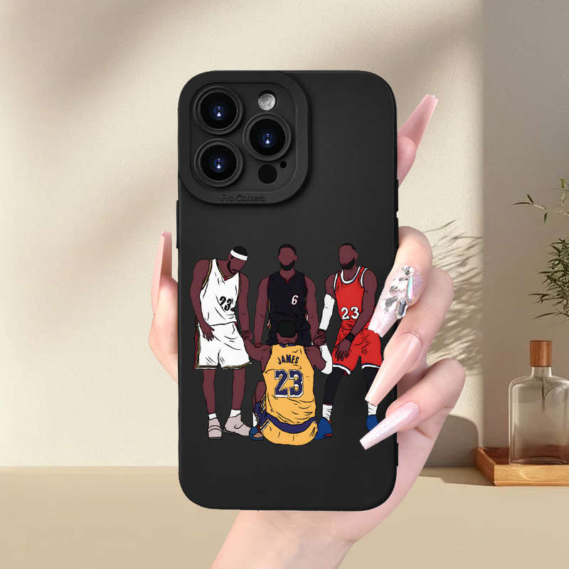 1Pc Black For iPhone 13 Mini Basketball Player Phone Case
