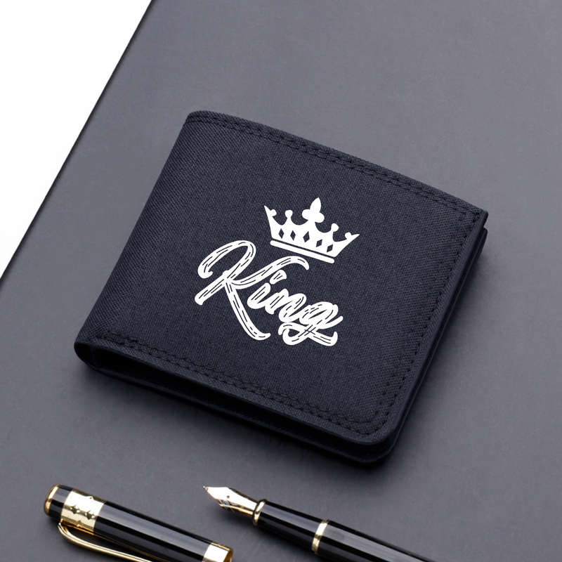 1pc King Print Bifold Wallet for MenCasual Polyester Lightweight Foldable with Card Slots Pe