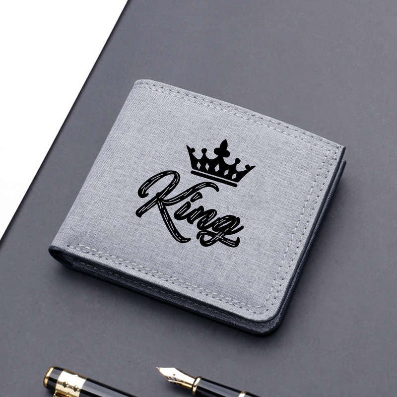 1pc King Print Bifold Wallet for MenCasual Polyester Lightweight Foldable with Card Slots Pe
