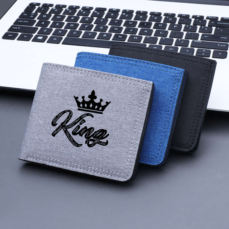 1pc King Print Bifold Wallet for MenCasual Polyester Lightweight Foldable with Card Slots Pe