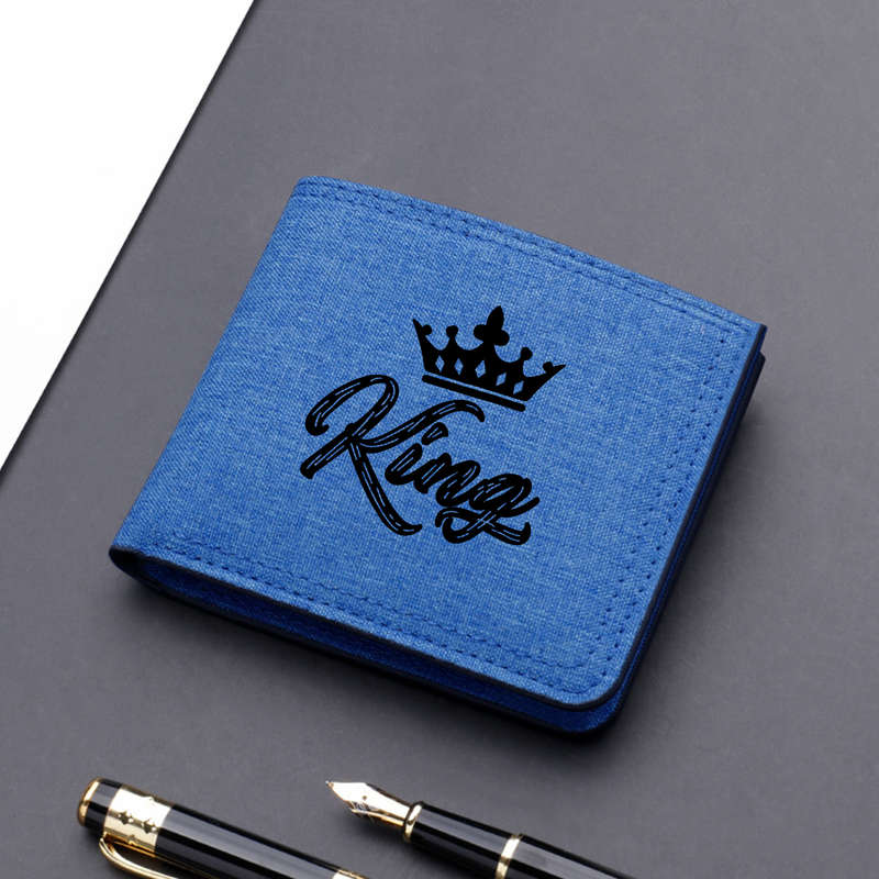 1pc King Print Bifold Wallet for MenCasual Polyester Lightweight Foldable with Card Slots Pe