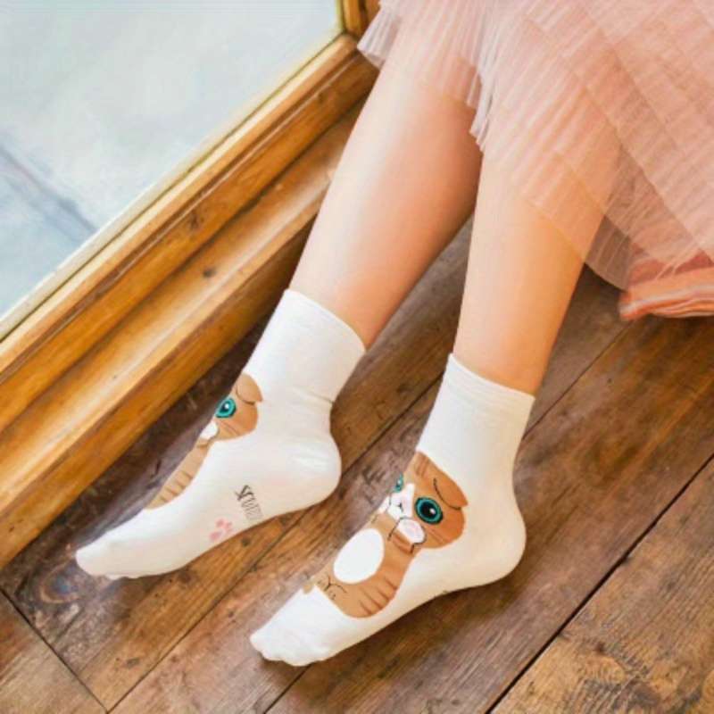 5 Pairs Of Mixed Colors One Size High Elastic Socks