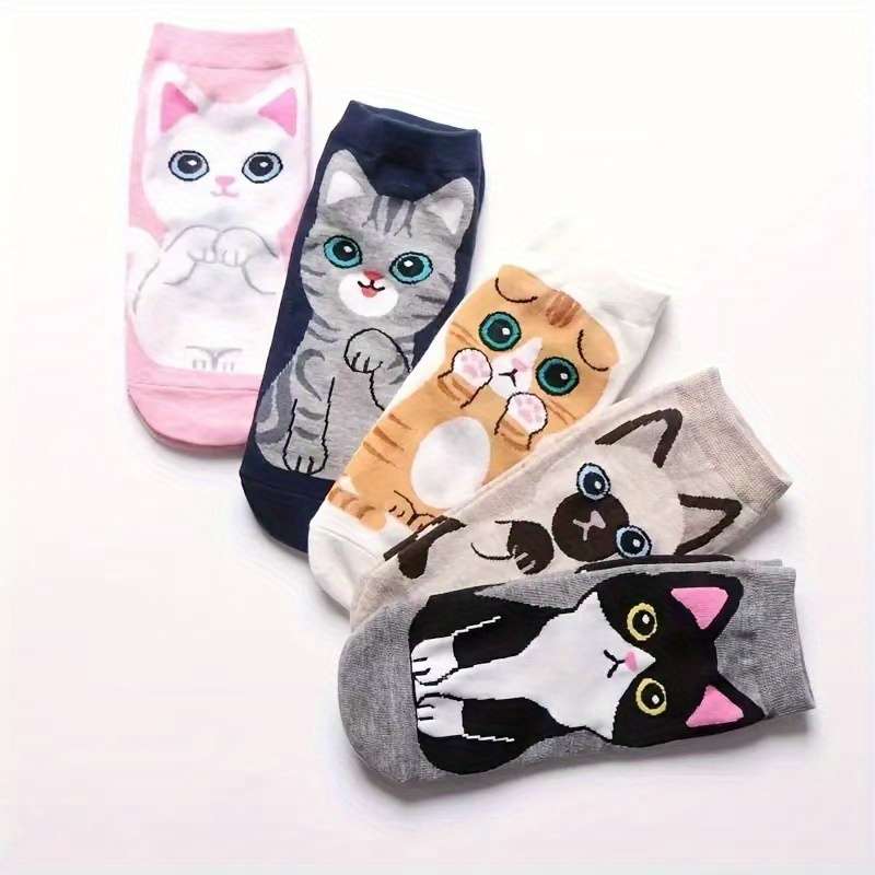 5 Pairs Of Mixed Colors One Size High Elastic Socks