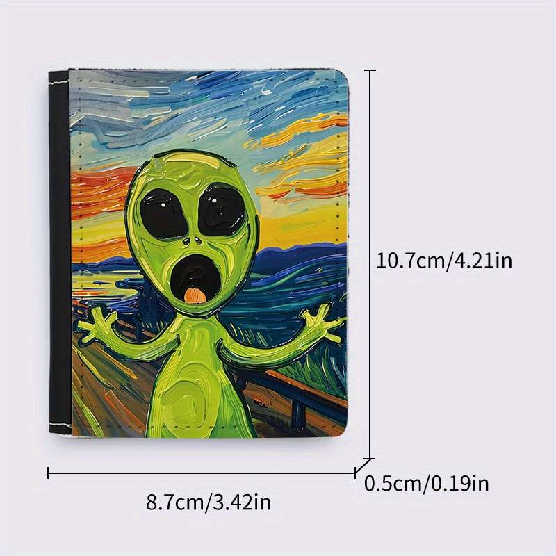 1pc Screaming Alien Print Slim WalletUltra-Thin 8 Card Slots Foldable Credit Coin Purse with