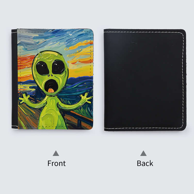 1pc Screaming Alien Print Slim WalletUltra-Thin 8 Card Slots Foldable Credit Coin Purse with