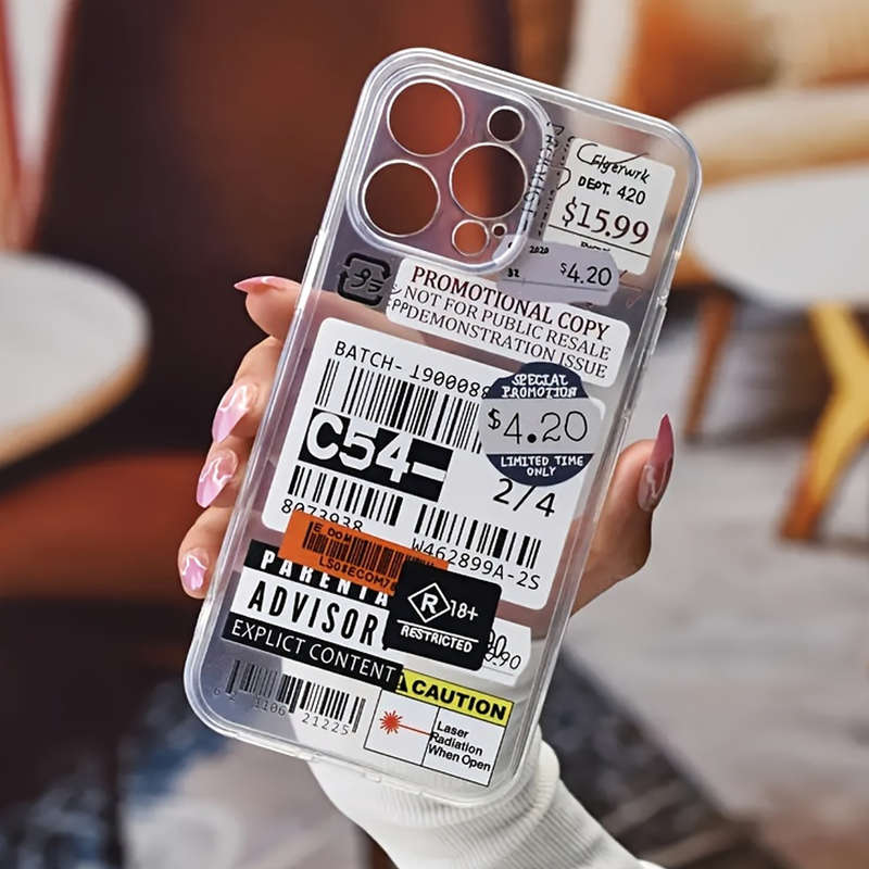 1Pc Transparent For iPhone 7 Plus 8 Plus Label Pattern Phone Case