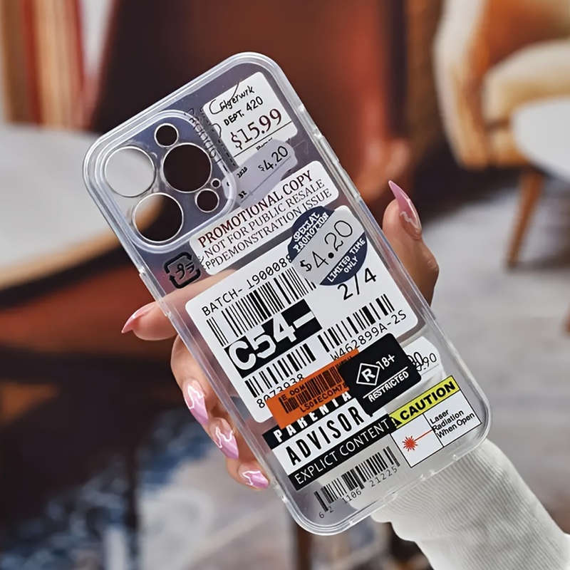 1Pc Transparent For iPhone 7 Plus 8 Plus Label Pattern Phone Case