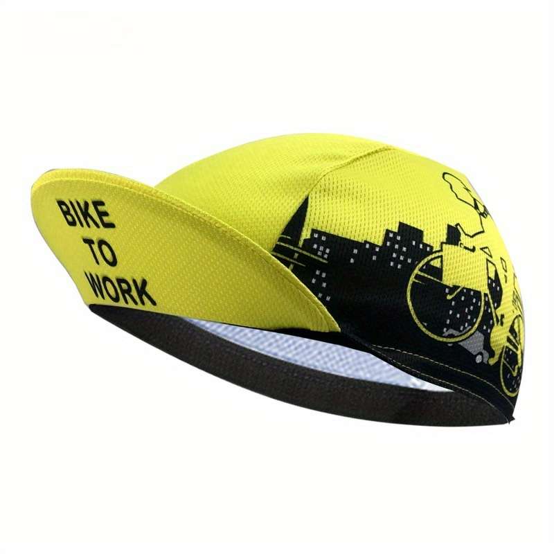 1pc Quick-Dry Breathable Cycling Cap with Yellow Crown Print Polyester Sun Protection Outdoor Ha