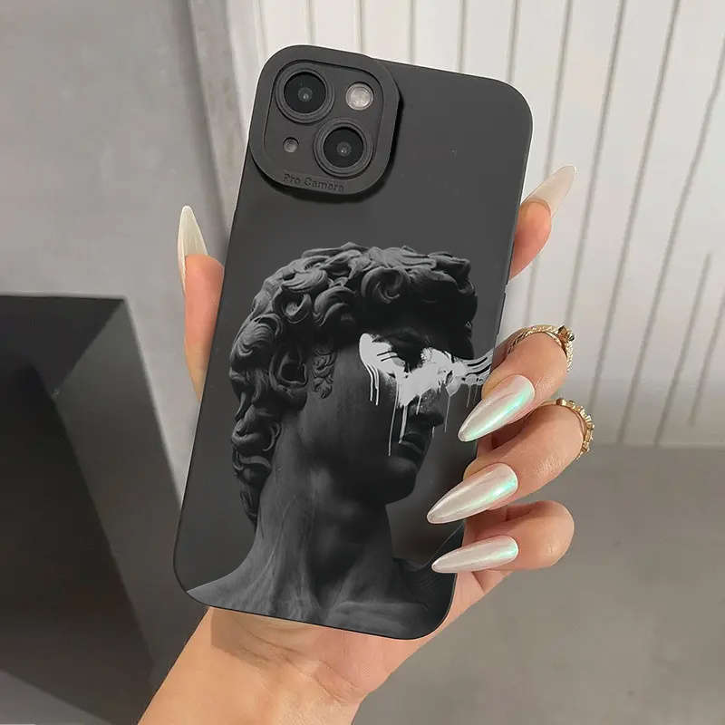 1Pc Black For iPhone 7 8 SE2 SE3 Art Aesthetic David Phone Case
