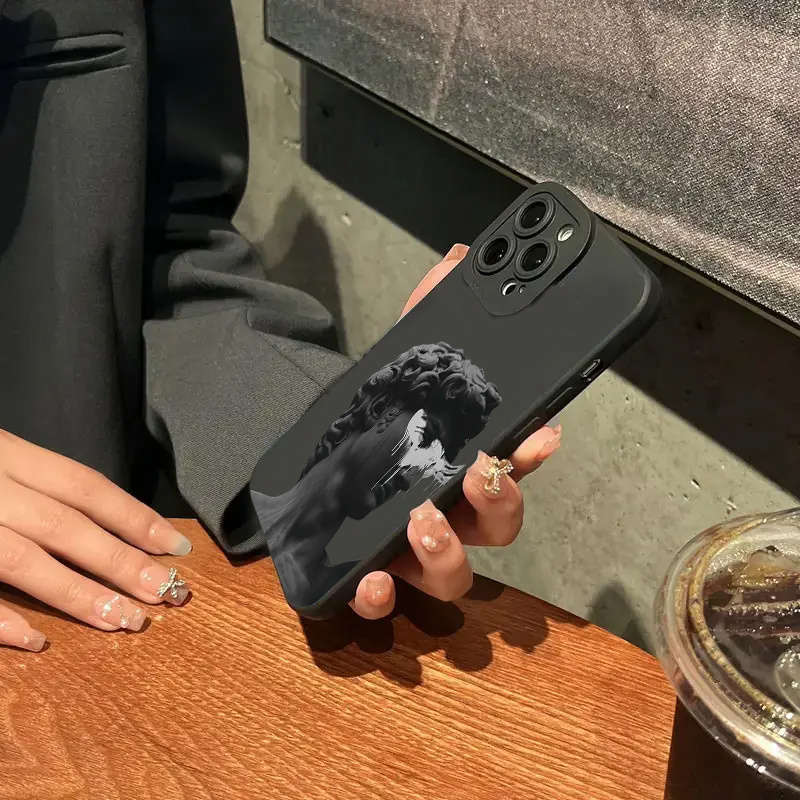 1Pc Black For iPhone 7 8 SE2 SE3 Art Aesthetic David Phone Case