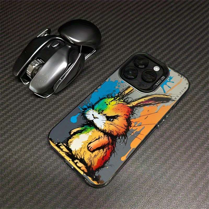 1Pc Mixed Color For iPhone 15 Pro Funny Rabbit Print Phone Case