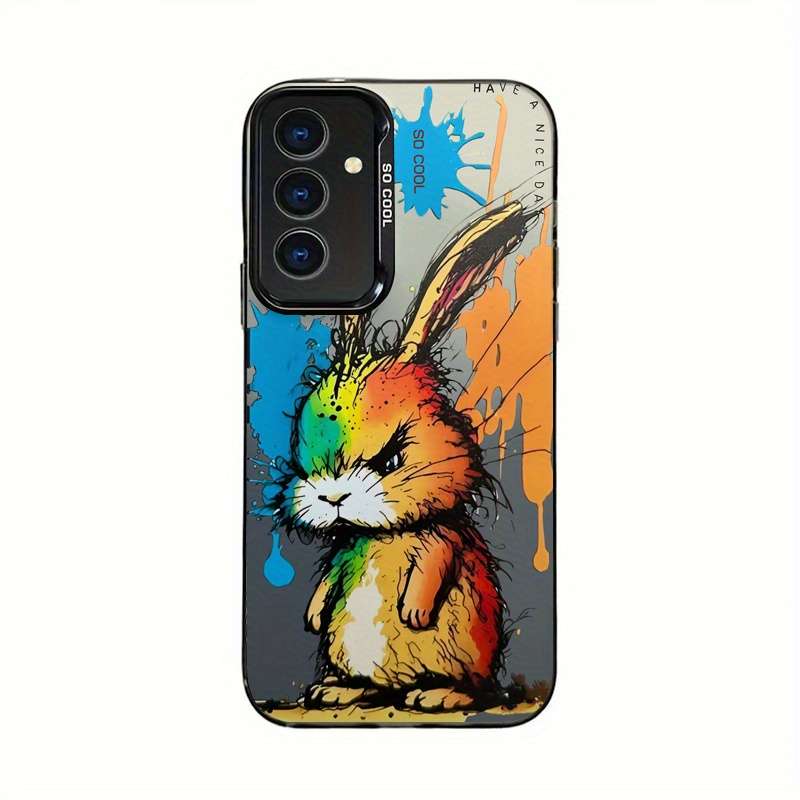 1Pc Mixed Color For iPhone 15 Pro Funny Rabbit Print Phone Case