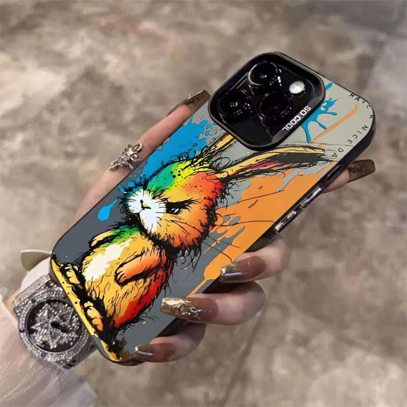 1Pc Mixed Color For iPhone 15 Pro Funny Rabbit Print Phone Case