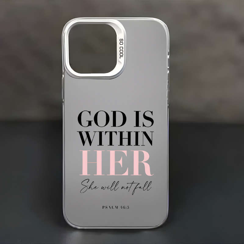 1Pc Silvery For iPhone 12 Words Psalm Christian Phone Case