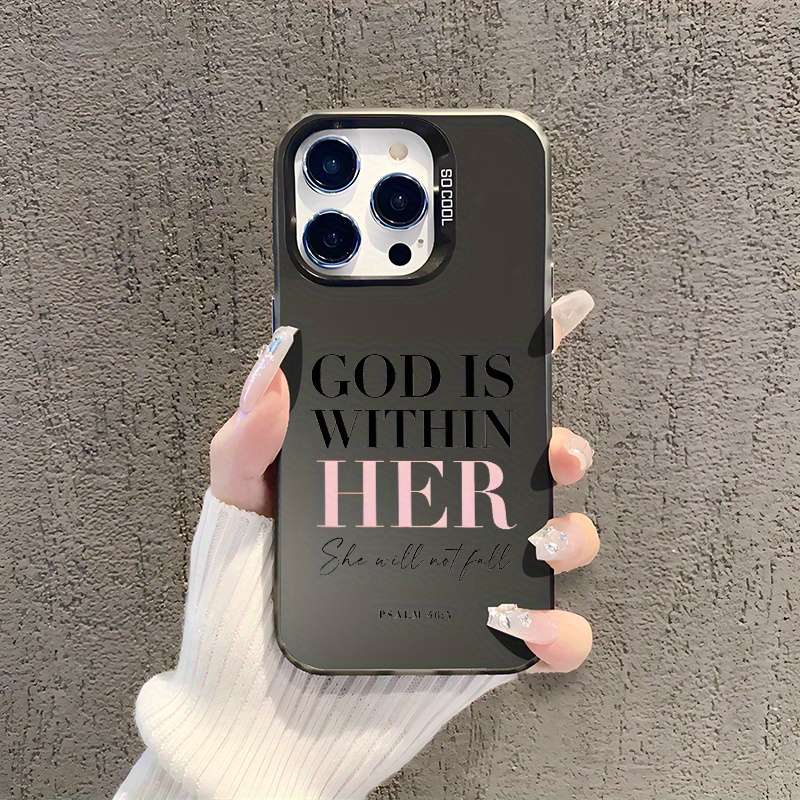 1Pc Silvery For iPhone 12 Words Psalm Christian Phone Case