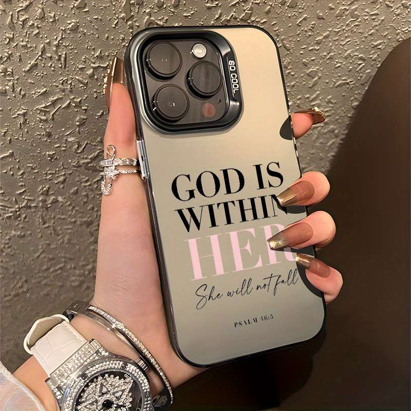 1Pc Silvery For iPhone 12 Words Psalm Christian Phone Case