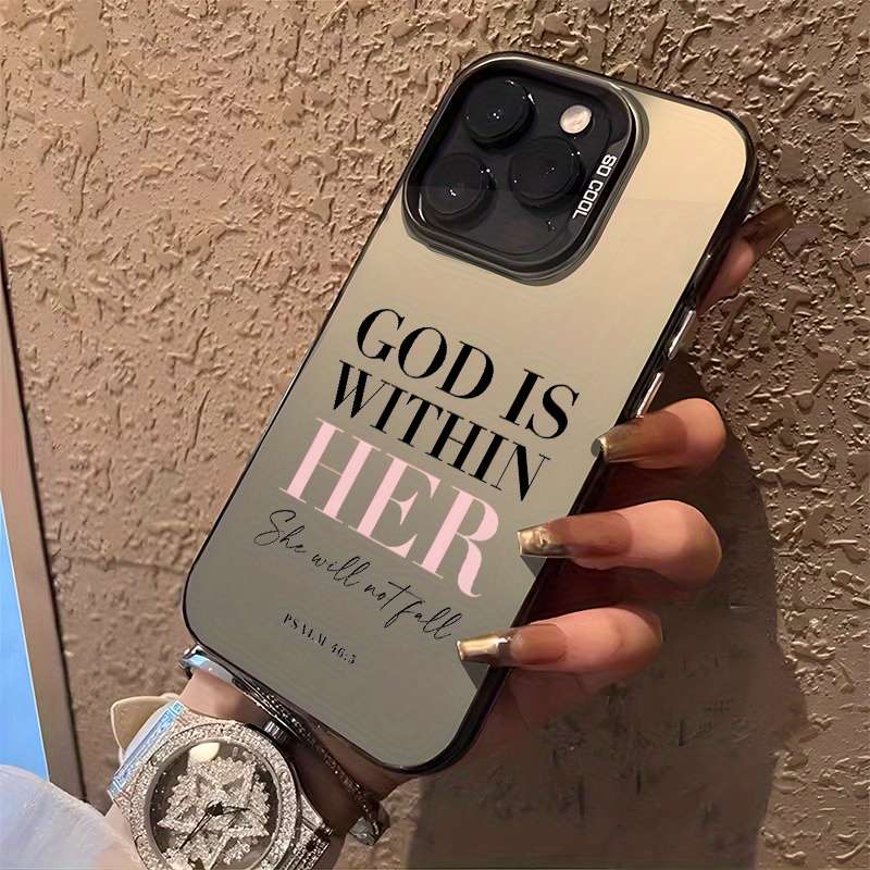 1Pc Silvery For iPhone 12 Words Psalm Christian Phone Case