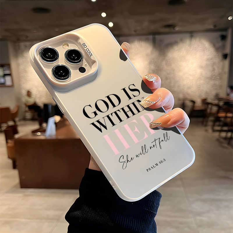 1Pc Silvery For iPhone 12 Words Psalm Christian Phone Case